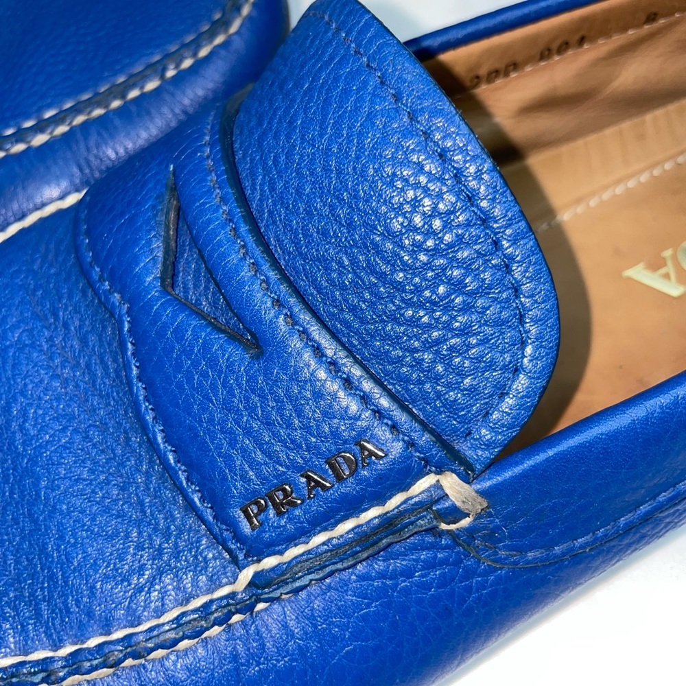 Prada Mens Blue Leather Loafer Sz 8 - Picture 2 of 4